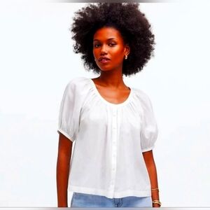 NWOT | Old Navy | Women's Linen Blend Short Sleeve Blouse Top | M | White